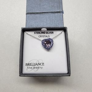 18 inch sterling silver chain with a heart crystal pendant NWT